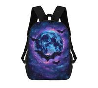 sinyumoney Bats Flying in Front of Moon School Bag Backpack Teen Schoolbag 3D Printing Adjustable Schoolbag Fashion Pocket Bag for Kids Boys Girls Students And Teenagers Fans 17inch
