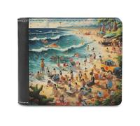 sinyumoney Beach Day Bliss 3D Print PU Leather Wallet Credit Card Cash Id Holder Leather Compartments Leather Wallet Youth Guys 11.7cm*9.5cm