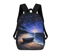 sinyumoney Beach Scene with Boat -1 Backpack School Water Resistant Travel Backpack Computer Bag - Perfect for Travel, Work And Daily Use 17inch
