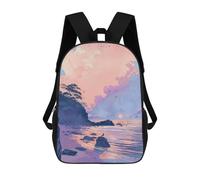 sinyumoney Beach Sunset 3D Printed 17inch Kids School Backpack School Bag Fashion Rucksacks for Boys Elementary And Middle School Students