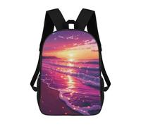 sinyumoney Beach Sunset Glow Backpacks 3D Printed Kids School Backpack School Bag Fashion Rucksacks for Boys Elementary And Middle School Students 17inch