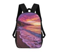 sinyumoney Beach Sunset Landscape-2 3D Printed 17inch Kids School Backpack School Bag Fashion Rucksacks for Boys Elementary And Middle School Students