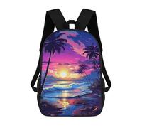 sinyumoney Beach Sunset Palm Trees -4 17inch School Bag 3D Printed Children's School Backpack Casual Fashion Travel Backpacks for Kids School Students