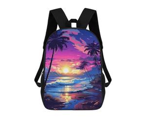 sinyumoney Beach Sunset Palm Trees -4 School Backpack Fashion Stationery Backpack Waterproof Casual Daypacks for Men/Women 17inch