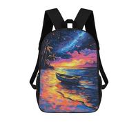 sinyumoney Beach Sunset with Boat Children's Backpacks 17inch School Backpack 3D Printed Bag Bookbag for Kids Travel Rucksacks Boy Girl Book Bags Kids School Bag