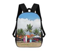 sinyumoney Beachfront Paradise with Palm Trees Backpack 3D Print Kids Bag Elementary Students Daypack Lightweight School Bag for Children Girls Boys Nursery Lunch Pack 17inch