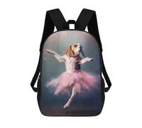 sinyumoney Beagle Ballerina Backpack 3D Printed Children's School Backpack for Kids High Capacity Travel Rucksacks Book Bags Kids School Bag Back Pack 17inch