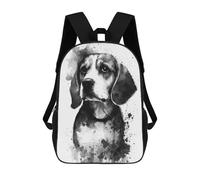 sinyumoney Beagle Dog Black Ink Children's Backpack, 3D Printed School Backpack, Backpack for Boys Girls, Adjustable School Bag for Primary School 17inch