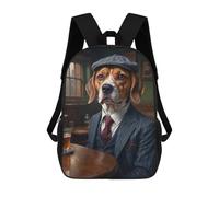 sinyumoney Beagle Dog in A Suit at The Pub 3D Printed Children's School Backpack for Kids High Capacity Travel Rucksacks Book Bags Kids School Bag Back Pack 17inch