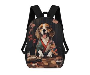 sinyumoney Beagle Dog Japanese Food Backpack School Bag Large Lightweight Casual Backpack for Campus Outdoor Travel Sports 17inch