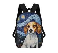 sinyumoney Beagle Dog Starry Night Kids' Backpack 3D Printing School Bag Boys Cool Daypacks Casual Knapsack Fun Back Bag for Kids And Teenager 17inch