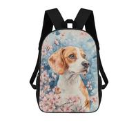 sinyumoney Beagle Dog with Cherry Blossoms Watercolor Floral Beagle Poster Children's Backpacks School 3D Printed Bag Bookbag for Kids Travel Rucksacks Boy Girl Book Bags Kids School Bag 17inch