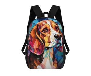 sinyumoney Beagle Dogs Stained Glass Backpack School Bag Secondary Causal Travel High School Bags for School/Work/Travel 17inch