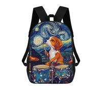 sinyumoney Beagle Drummer Starry Night School Bags Water Resistant School Bag Business Backpack for Boys/Girls/Teenagers 17inch