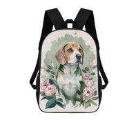 sinyumoney Beagle Floral Portrait Backpack School High Secondary School Bags Casual Backpack for Camping Outdoor Adventures And Daily Travel 17inch