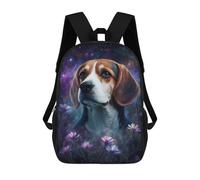 sinyumoney Beagle in Starry Garden Kids School Backpack 17 Inch School Bag 3D Printed School Bag for Boys Elementary And Middle School Students