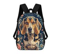 sinyumoney Beagle Portrait with Floral Background School Backpack Rucksack Casual Daypacks School Work Travel Bag for Camping Outdoor Adventures And Daily Travel 17inch