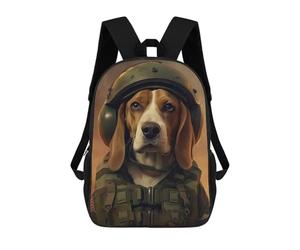 sinyumoney Beagle Soldier Backpack School Bag School Secondary High School College Backpack Travel for Girls Boys Teenage 17inch