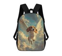 sinyumoney Beagle with Angel Wings In Memoriam Tribute Backpacks Kids School Backpack School Bag 3D Printed School Bag for Boys Elementary And Middle School Students 17inch