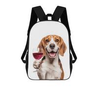 sinyumoney Beagle with Wine Glass Backpacks 3D Printed Kids School Backpack Outdoor Casual Daypack Fashion Casual Children Backpacks Cute Travel Bags 17inch