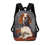 sinyumoney Beagle with Wine Glass School Backpack Water Resistant Travel Backpack Computer Bag - Perfect for Travel, Work And Daily Use 17inch