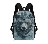 sinyumoney Bear And Forest Double Exposure Art Rucksack Daypacks Business Backpack Water Resistant Bookbag for Girl, Teen Girls 17inch
