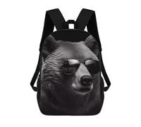 sinyumoney Bear Black And White Backpacks Kids School Backpack Fashion School Bag 3D Printed School Bag for Boys Elementary And Middle School Students 17inch