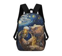 sinyumoney Bear Drinking Beer Art Print 3D Printed 17inch Kids School Bag Rucksacks Children's School Fashion Casual Back Pack High Capacity Travel Book Bags
