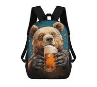 sinyumoney Bear Drinking Beer Kids Backpack Girls 3D School Bags, Children's Rucksack Toddler Schoolbag,Casual Daypacks Fashion Bookbag Bag 17inch