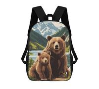 sinyumoney Bear Family in Mountain Landscape Backpack School Fashion Stationery Backpack Waterproof Casual Daypacks for Boys/Girls/Teenagers 17inch