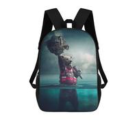 sinyumoney Bear Floating Island Life Jacket Kids Backpack, Kids School Bag 3D Printed School Backpacks for Boys And Teenager School Students 17inch
