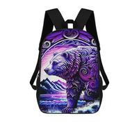 sinyumoney Bear Floral Design Backpack School Lightweight Casual Daypack School Backpacks for Men, Women & Teenage Boys 17inch