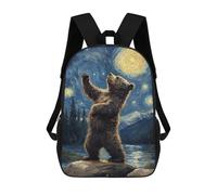 sinyumoney Bear Gazing at Stars Rucksacks 3D Printed Children 17inch Backpacks Fashion Casual Daypack Travel Bags Outdoor Casual Daypack for Boy And Girl