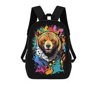sinyumoney Bear Head Graffiti Backpacks Kids 17inch School Backpack School Bag 3D Printed School Bag for Boys Elementary And Middle School Students
