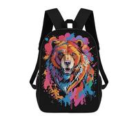 sinyumoney Bear Head Graffiti Style Backpacks Kids School Backpack School Bag 3D Printed School Bag for Boys Elementary And Middle School Students 17inch