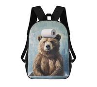 sinyumoney Bear in Bathroom with Toilet Paper School Backpack Water Resistant School Bag Business Backpack for Men/Women 17inch