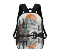 sinyumoney Bear in Mountain Lake Landscape School Backpack Lightweight Airport College Students Back Pack for Girls Boys Teenage 17inch
