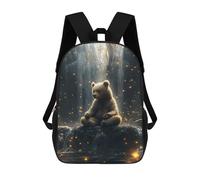 sinyumoney Bear Meditating Waterfall Children's School Backpack Fashion Casual 17inch 3D Printed School Bags Boy School Backpack Large Backpack