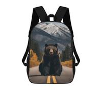 sinyumoney Bear on Road with Mountain School Bags School Secondary High School College Backpack Travel for Girl, Teen Girls 17inch