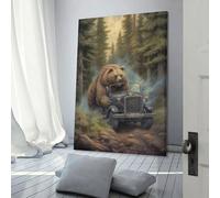 sinyumoney Bear on The Run Wall Pictures Living Room Prints for Special Occasions Large Abstract Canvas Wall Art 24x36inch(60x90cm)