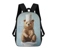sinyumoney Bear on Toilet with Paper Hat Backpack School Large School Backpack for Boys for Teenage Girls Boys Women Men 17inch