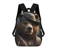 sinyumoney Bear Pirate Captain Children's Backpacks School 3D Printed Bag Bookbag for Kids Travel Rucksacks Boy Girl Book Bags Kids School Bag 17inch