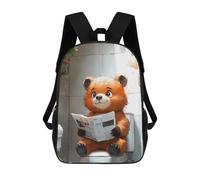 sinyumoney Bear Reading on Toilet School Backpack Lightweight Airport College Students Back Pack for Teenage Girls Boys Women Men 17inch