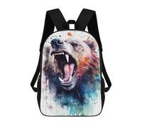 sinyumoney Bear Watercolor Rucksacks 3D Printed Children 17inch Backpacks Fashion Casual Daypack Travel Bags Outdoor Casual Daypack for Boy And Girl