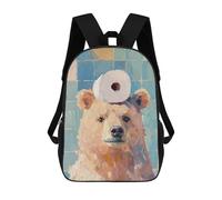 sinyumoney Bear with Toilet Paper Backpacks Kids School Backpack School Bag 3D Printed School Bag for Boys Elementary And Middle School Students 17inch