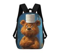sinyumoney Bear with Toilet Paper Hat 3D Printed 17 Inch School Backpack Casual Children's Backpacks 3D Printed for Boys Elementary And Middle