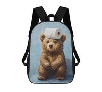 sinyumoney Bear with Toilet Paper on Head-1 Backpack School Lightweight Airport College Students Back Pack for School/Work/Travel 17inch