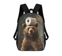 sinyumoney Bear with Toilet Paper Rucksack Lightweight Casual Daypack School Backpacks for Campus Outdoor Travel Sports 17inch