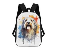 sinyumoney Bearded Collie Watercolor School Bags High Secondary School Bags Casual Backpack for Camping Outdoor Adventures And Daily Travel 17inch