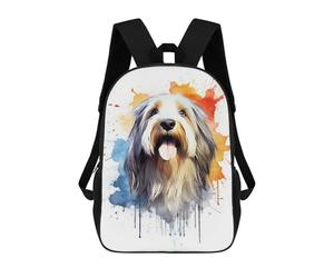 sinyumoney Bearded Collie Watercolor School Bags High Secondary School Bags Casual Backpack for Camping Outdoor Adventures And Daily Travel 17inch